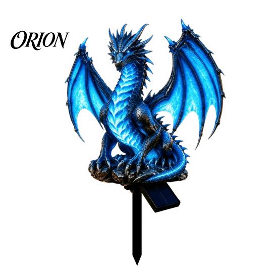 Outdoor Pathway Stake Lights Solar Dragon Garden Light, Resin Ice Statue Decorative Exterior Lamps Fantasy Mythical Animal Light for Lawn Yard
