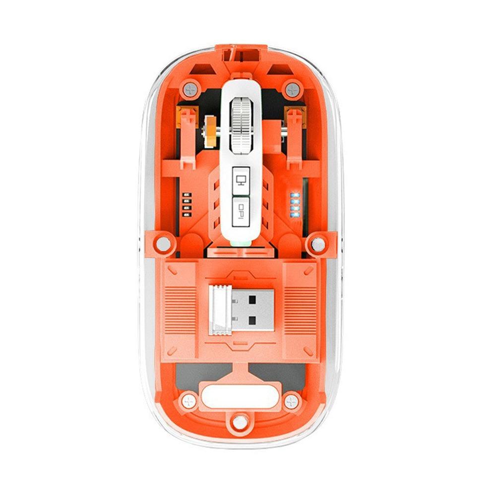 

Sleek 3 Modes Wireless Mouse 1600DPI Transparent Silent Mouse 2.4GHz/Bluetooth 5.0 Rechargeable Mouse Laptop помаранчевий