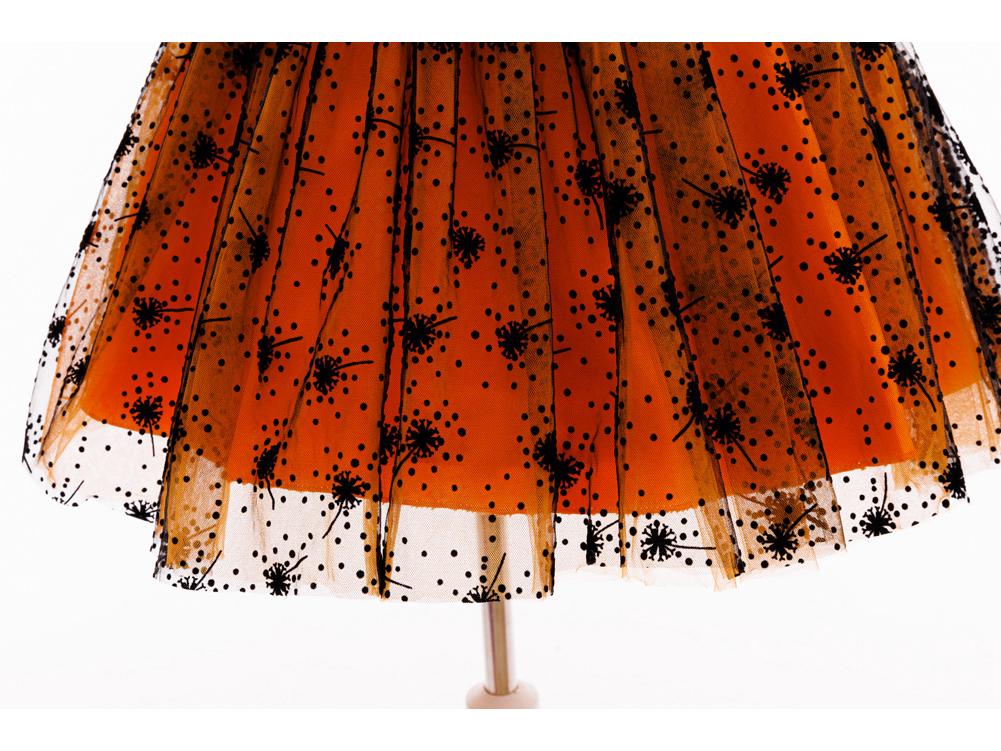 Girls' Halloween Pumpkin Party Dress - One-Piece Costume with Print