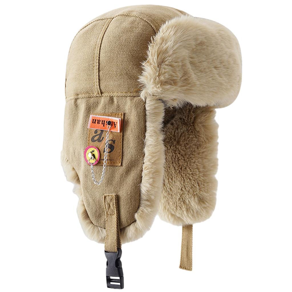 Vintage Inner Plush Trapper Hat for Teens Adult Windproof Winter Hat Thicken Earflap Hat Keep Warm Skiing Cycling Hat