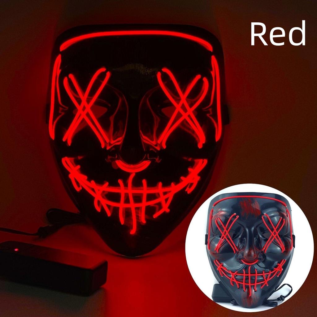 Halloween Neon Led Purge Mask Masque Masquerade Party Masks Light Grow In the Dark Horror Mask Glowing Masker