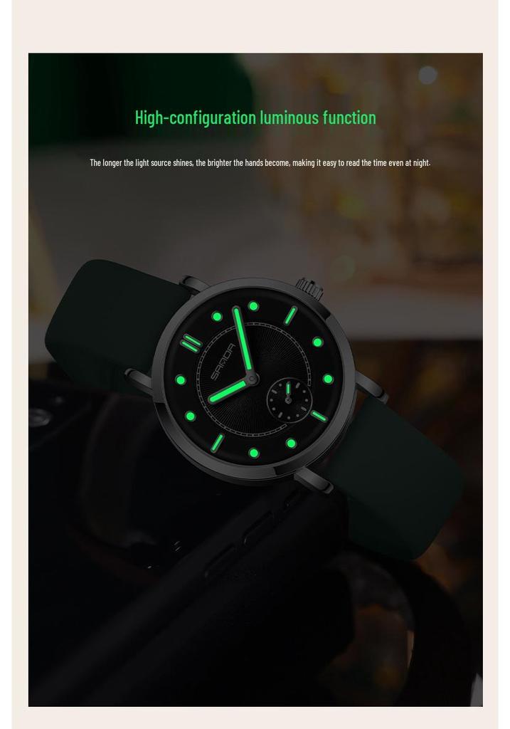 Sanda Women's Fashionable Leather & Silicone Strap Quartz Watch with Luminous Stopwatch