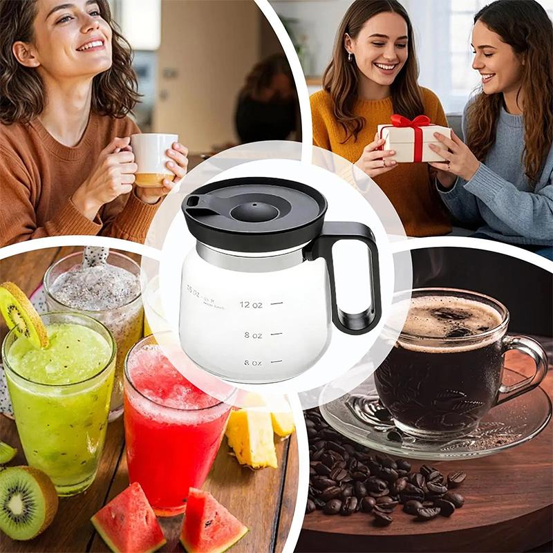 16 Oz Glass Coffee Mug That Looks Like A Coffee Pot Style Shape Mini Heatproof Large Capacity Clear Cup With Travel Lid Gift