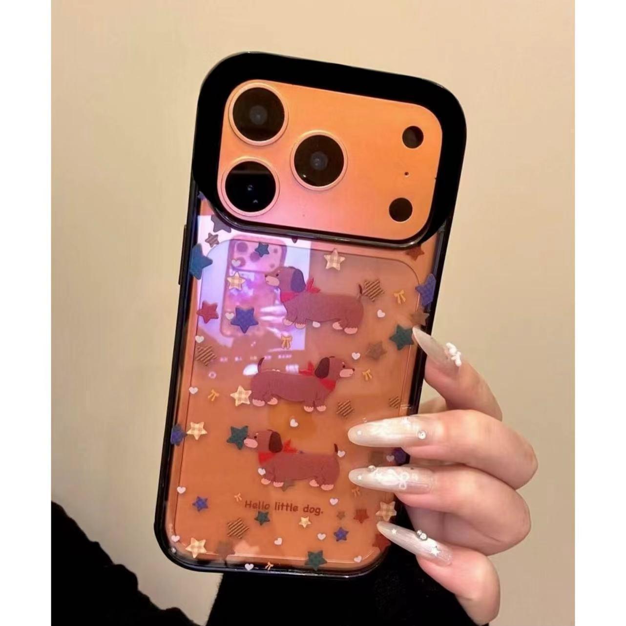 

Black Frame Star Sausage Dog Case for iPhone 17 Pro Max/16/15 Pro/14/13 - Personalized Acrylic Design 11