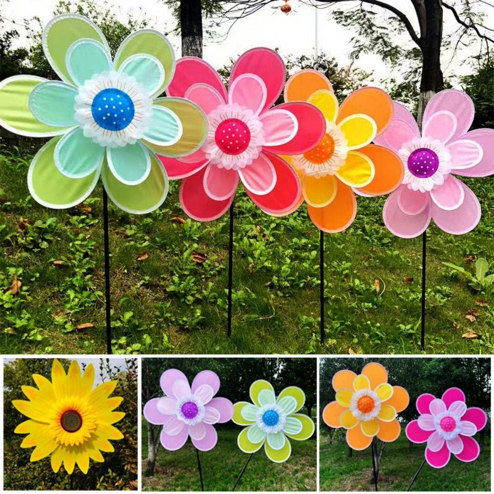 Mehrfarbige Sonnenblumen-Windmühle PVC Garten Hof Windspiel Outdoor Party Picknick Deko