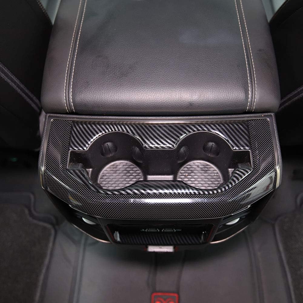 

Korlot Carbon Fiber Inner Rear Cup Holder Trim Cover Panel for Dodge Ram 1500 2500 3500 2019+