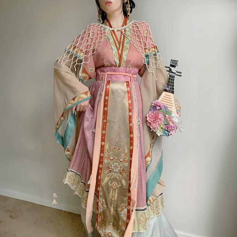 Chinese Wei And Jin Dynasty Style Hanfu. Restore Chinese Fairy Hanfu. Improved Traditional Clothing Suit For Women.
