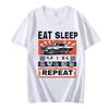 Men T Shirt Summer Tops Eat Sleep Fix Cars Repeat Classic T-Shirt Plus Size Tee Shirt Homme Oversized T-shirt Short Sleeve Tees