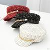 Autumn Winter Tweed Chain Hat for Womens Flat Army Girl Visor Travel Berets Plaid Newsboy s