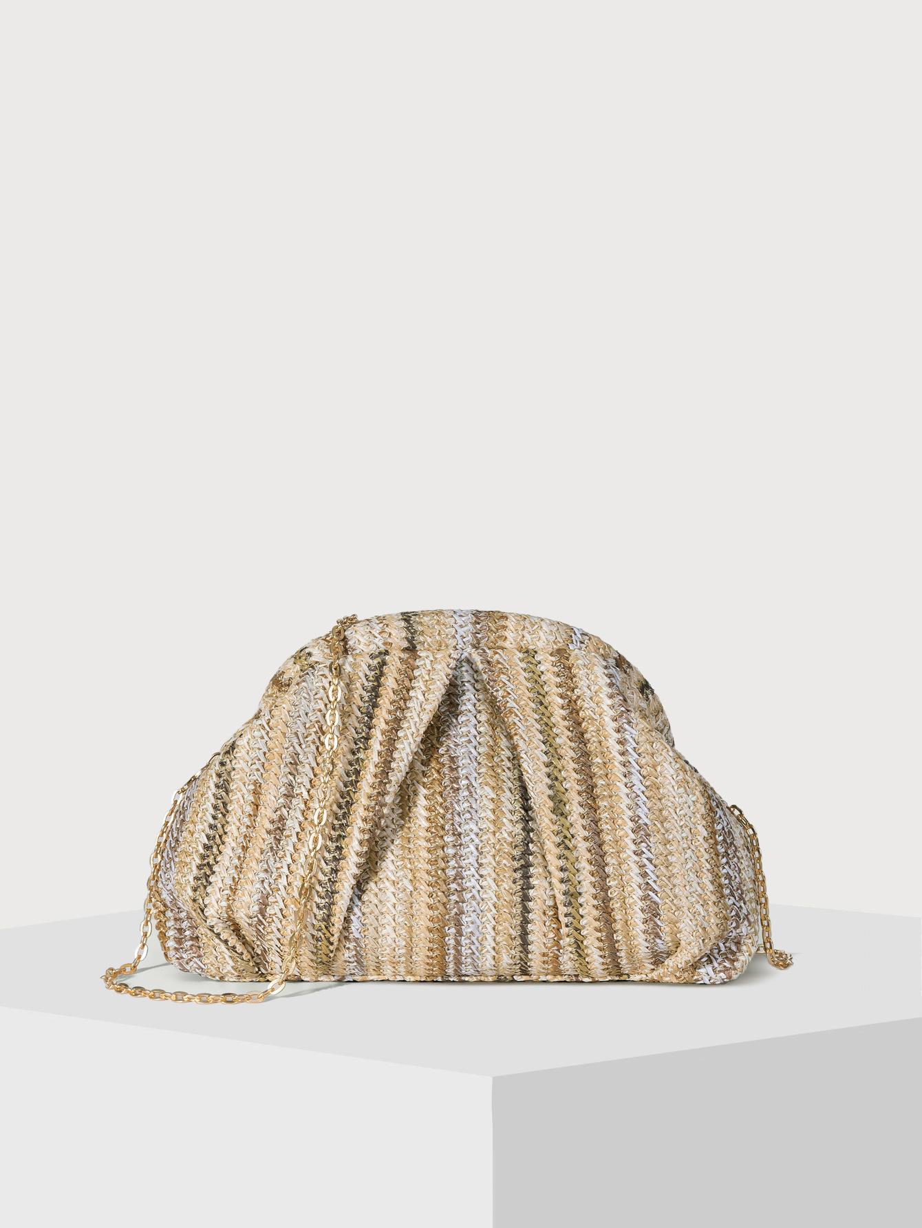 

Соломенная женская многофункциональная сумка через плечо большой емкости - модный кошелек с цепочным ремешком и складками