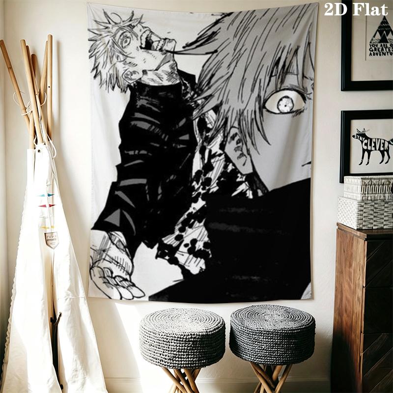 Jujutsu Kaisen Wall Tapestry Aesthetic Wall Hanging Printed Fabric Blanket Decorative Tapestries for Bedroom Living Room Home Decor