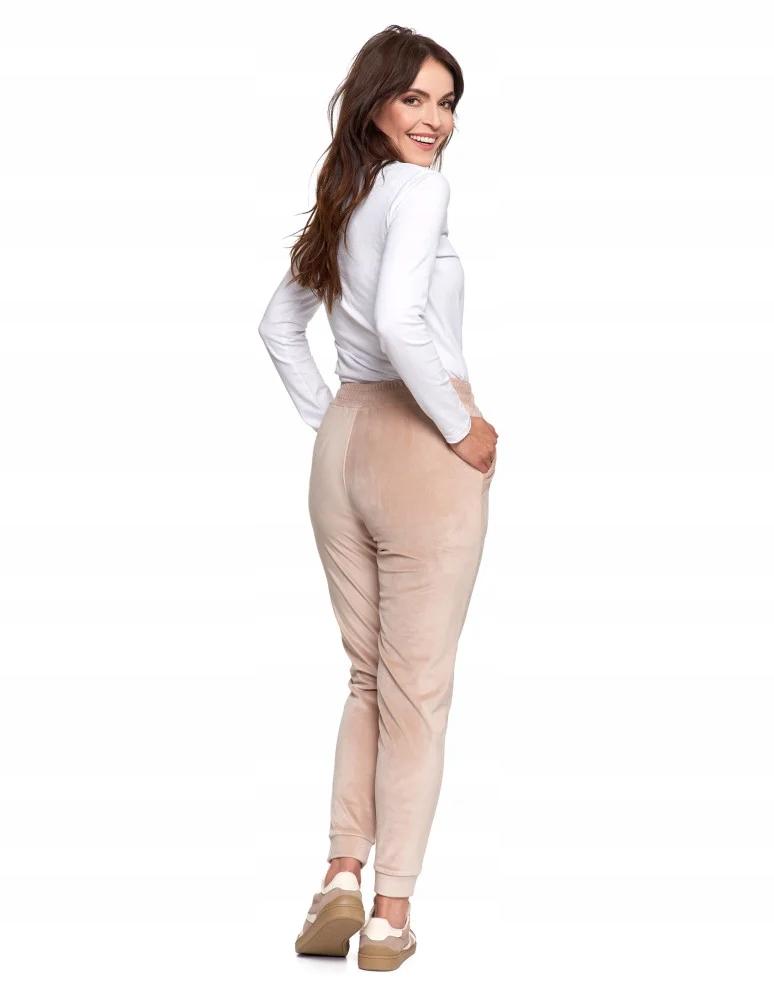 Women's Velvet High Waisted Soft Sweatpants MORAJ M BEIGE