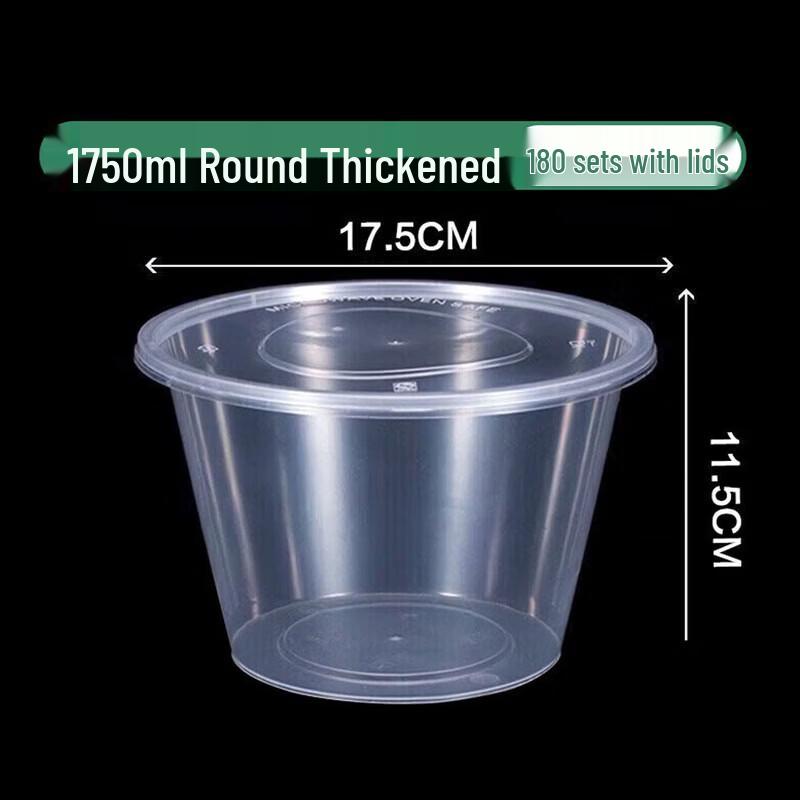 

CIBO 1750ml Disposable Round Meal Box with Lid, 180-Pack
