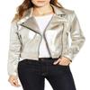 Noora Women's Mettalic Light Golden Lambskin Leather Jacket, Western Style Sparkle Party Leather Jacket, Motor Biker Leather Jacket
