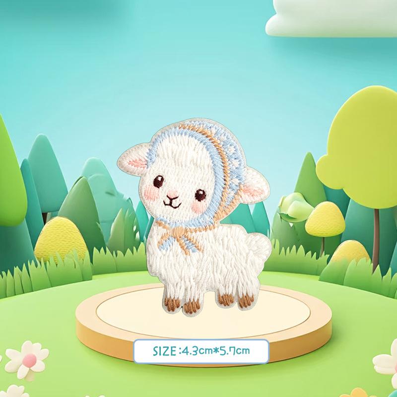 

4Pcs Diy Decorative Self-Adhesive Sticker White Sheep Embroidery Patch For Tablet Mobile Phone Case Accessories Children S Gifts 4Pcs