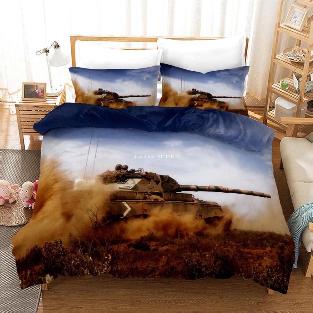 Deluxe Modern Tank Race Bedding Set - Single/Double/King/Queen Size Down Quilt Cover & Pillowcase, Home Textile