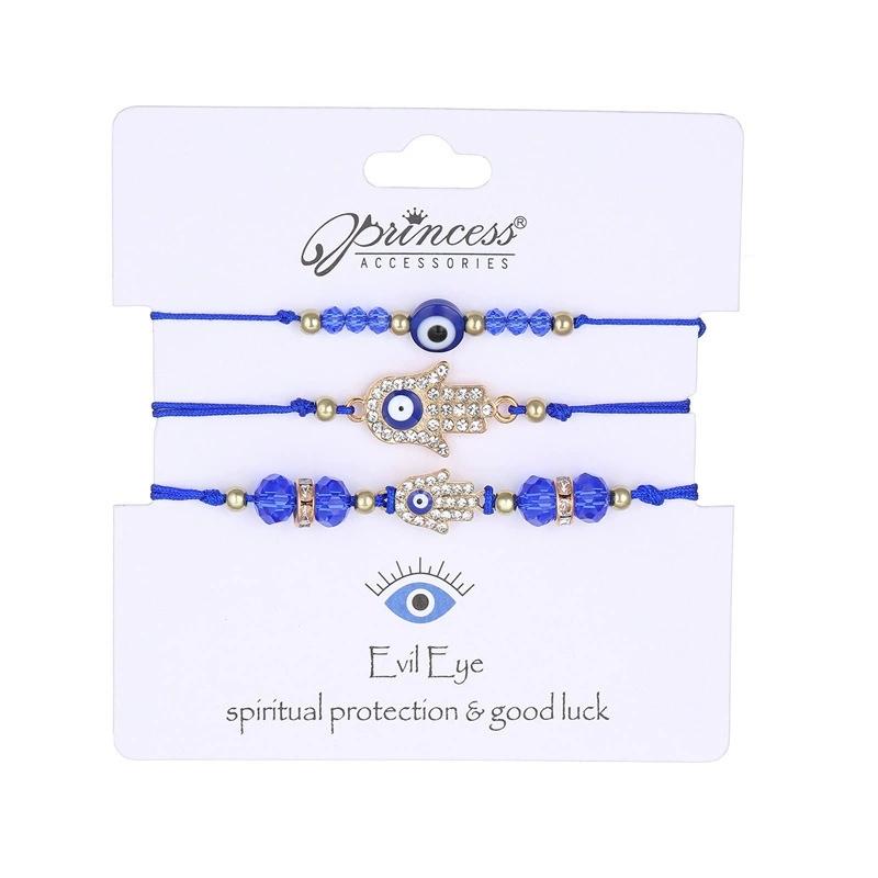 

3Pcs Lucky Turkish Blue Evil Eye Bracelet Set For Women Men Fatima Hand Hamsa Butterfly Charm Braided Bracelet Handmade Jewelry