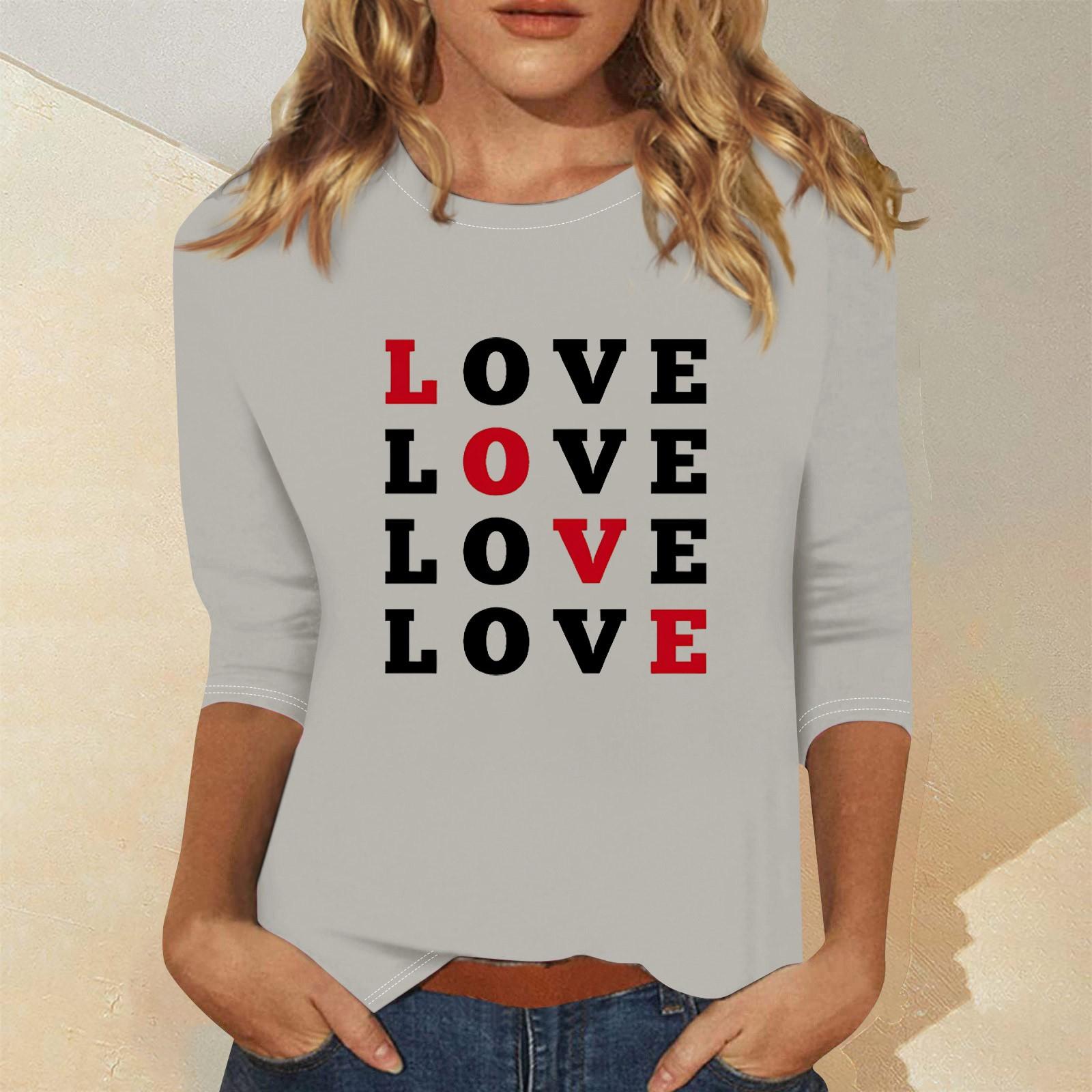 

Женская мода повседневный свитер с семью рукавами и принтом ко Дню святого Валентина L