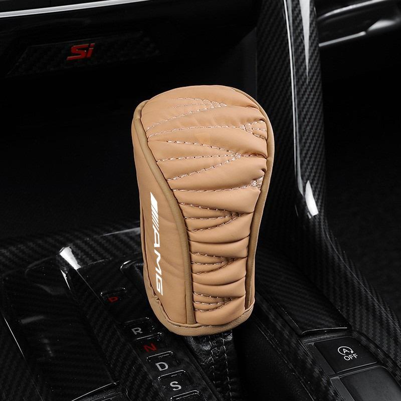 Leather Car Gear Shift Knob Protector Cover For Mercedes Benz AMG A C E S G Class GLA CLA GLK GLC CLS W204 W463 W176 W251 W205 NI5