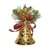 6pcs Golden Bell Pendant Christmas Tree Bowknot Angel Stage Set Bell Pendant Hanging Decorations On Home Garden Doors Christmas