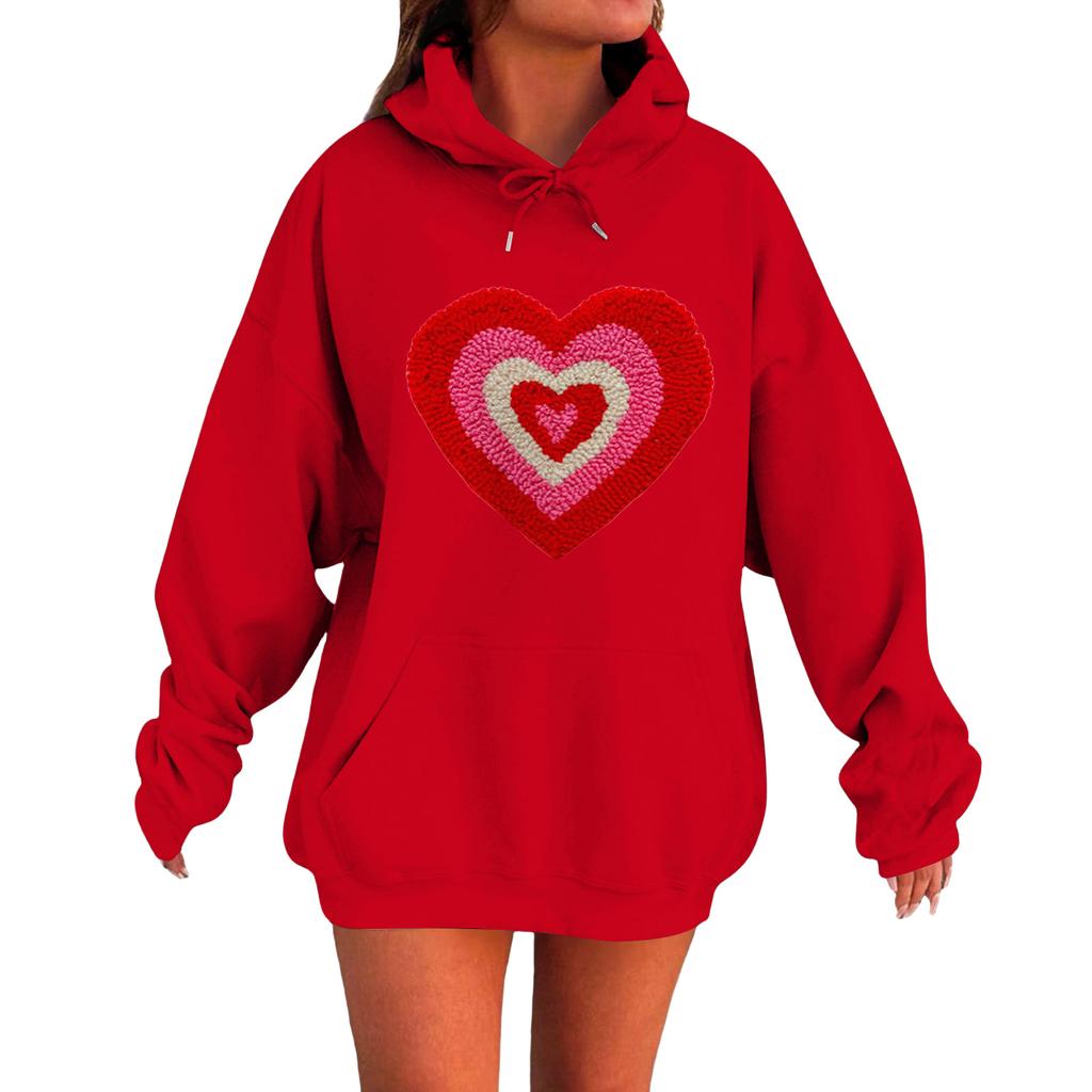 Damen Locker Bequem Lässig Modisch Liebe Aufdruck Langarm Sweatshirt