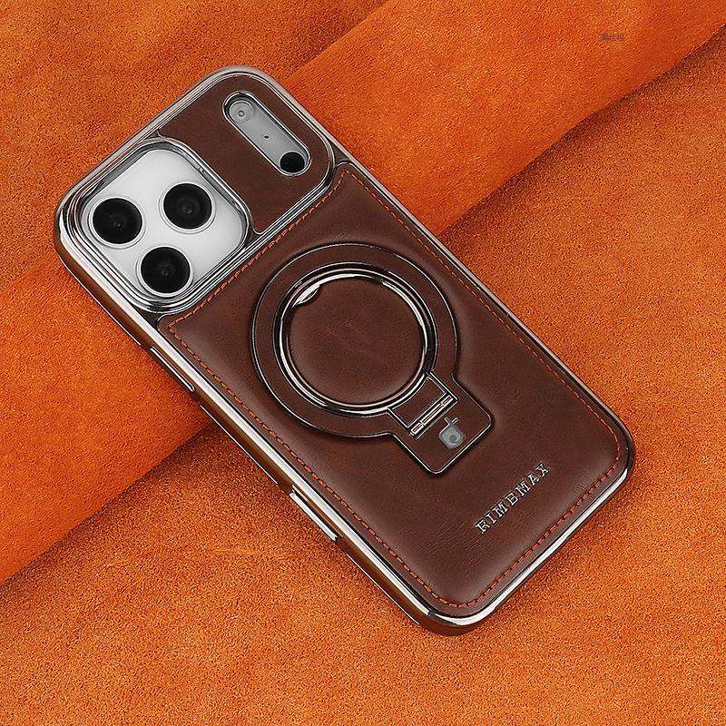 Magnetic Suction Leather Case for iPhone 17 Pro Max, 17 Air; Full Coverage, Drop-Proof Bracket.