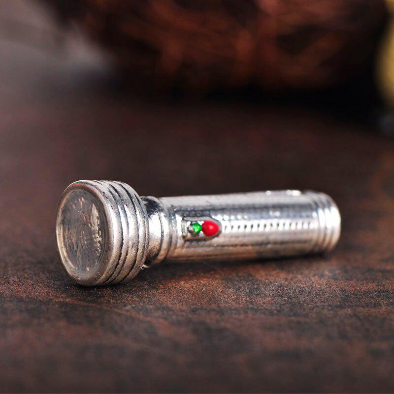 Blucome Classic Flashlight Electric Torch Shape Brooch Pin Antique Gold Color Brooches Hat Collar Accessories For Women Men Gift