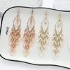 Ethnic Long Acrylic Water Drop Earrings for Women Retro Boho Gold Color Hollow Tassel Earrings Bijoux Femme