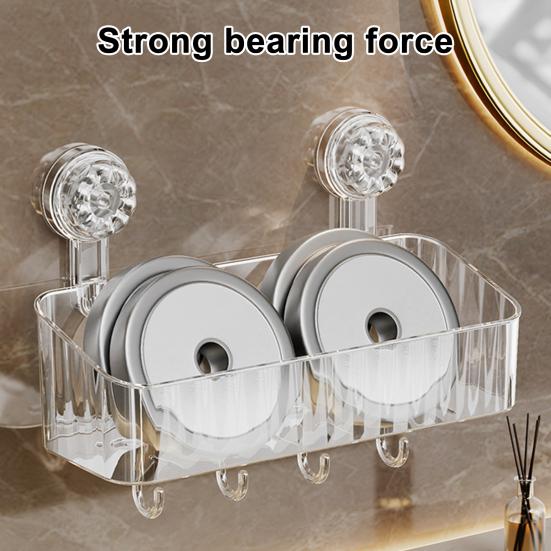 No-Drilling Corner Shower Caddy Suction Cup Holder with Hook Strong Load-bearing Easy to Install Removable Basket Storage Shelf