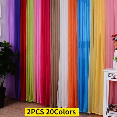 Weiß-blaue Tüll-Vorhänge für Wohnzimmer-Dekoration, moderner Terylen-Chiffon-Drapiergarn-Vorhang, solider, durchsichtiger Voile-Küchenfenstervorhang, 20 Farben