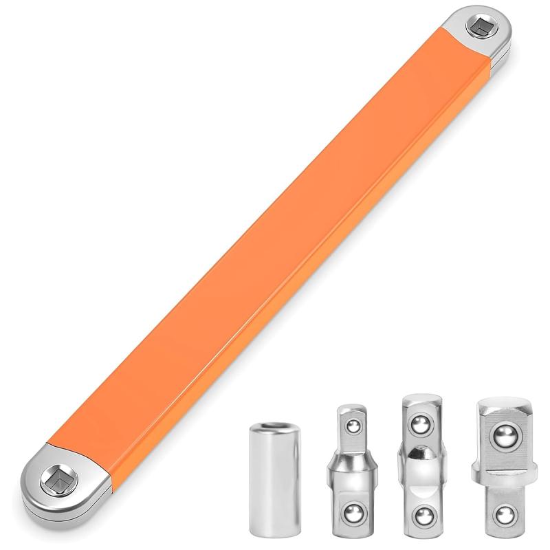 

Профессиональный удлинительный ключ с нулевым смещением и 4 адаптерами, ударный торцевой ключ с трещоткой или гаечный ключ для автомобиля, ручной инструмент оранжевый