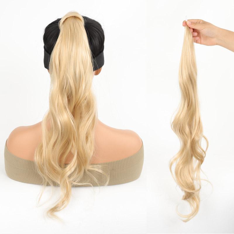 Elastyczne owinięte przedłużenie kucyka Natychmiastowe owinięcie kucyka Długie włosy w koński ogon Przedłużanie kręconych fal Syntetyczne kucyki Treska