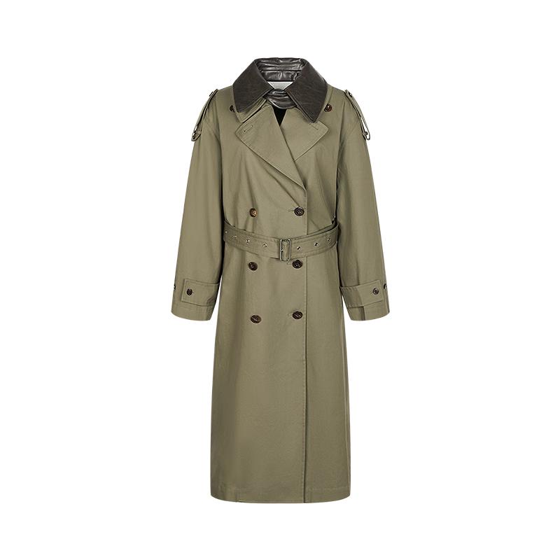 Less 2025 Autumn Casual Cotton Loose H-line Long Trench Coat