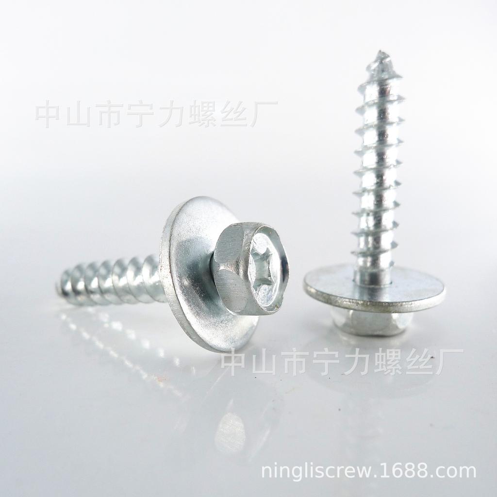 Cross Head Hex Self-Tapping Combo Screw with Flat Washer, M6*30, Bolt M8, Two-Piece.