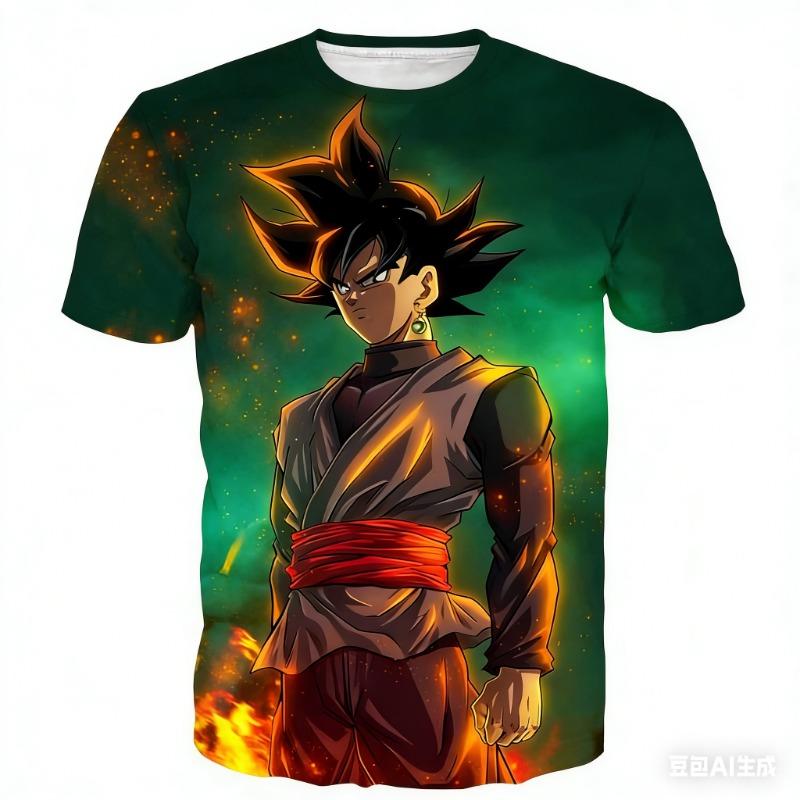 2026 Dragon Ball Vegeta Printed Trendy Versatile Short Sleeve T-Shirt Y2k Style Summer Men's Casual
