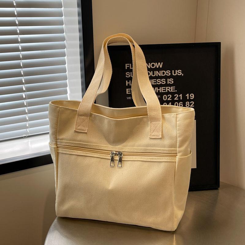 2025 Canvas Bag Large-capacity New Student Class Leisure Commuting Tote Bag Korean Version Simple Shoulder Handbag