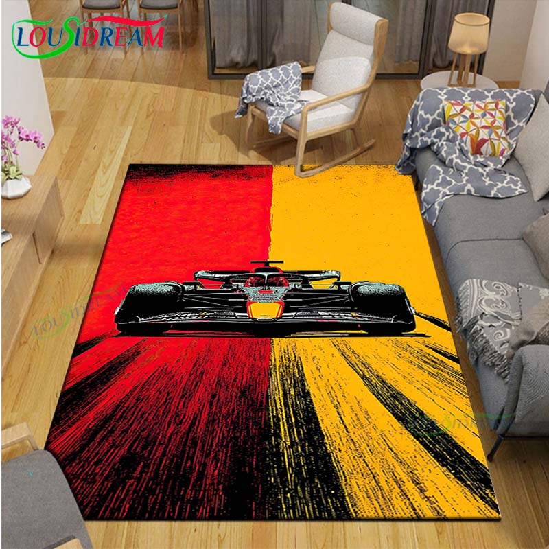 2026 Hot Fashion Racing Car Print Flannel Carpet Outdoor Rug Area Rug Non-slip Carpet Bedroom Decor Carpet for Kids Luxury Gift