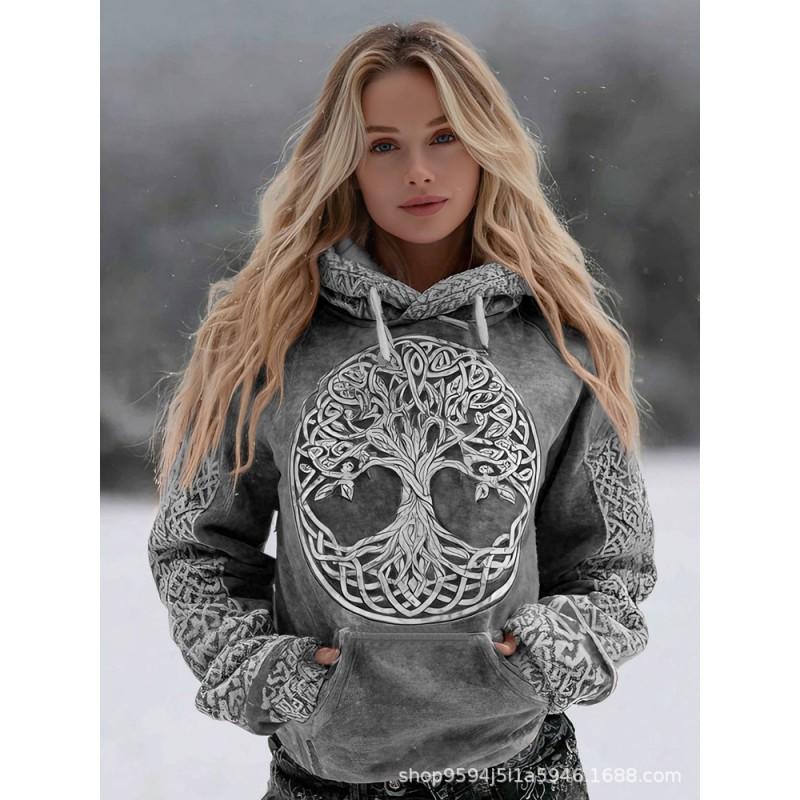 Womens Fleece Hoodie With 3D Cat Print Long Sleeve Thick Warm Sweatshirt Street Style Winter 2025