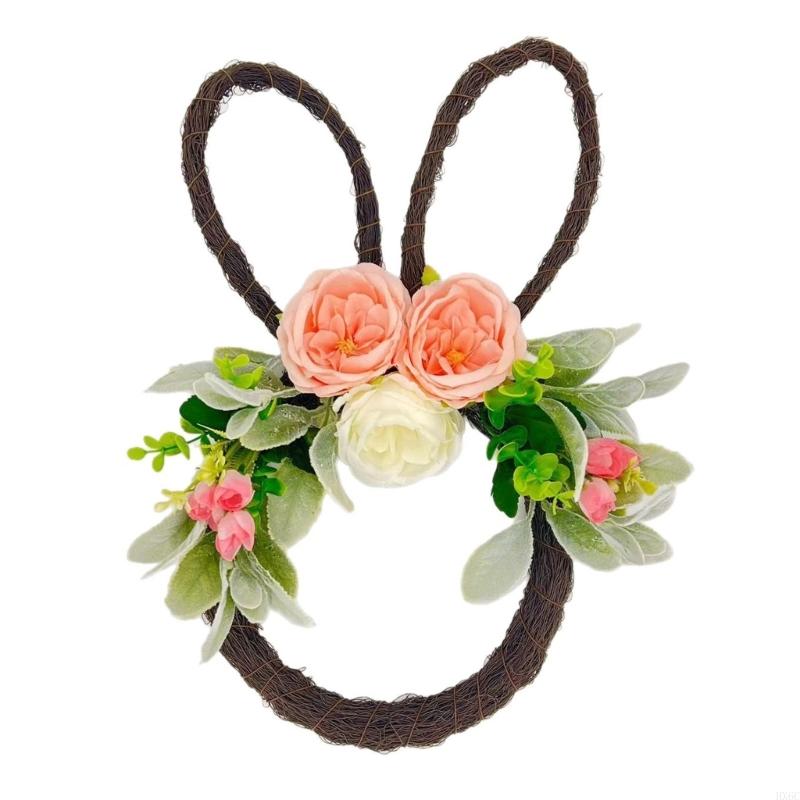 Functional Easter Wreath Decors with Rabbit and Eggs Motifs User Friendly Materials for Multiple Celebration HX6C