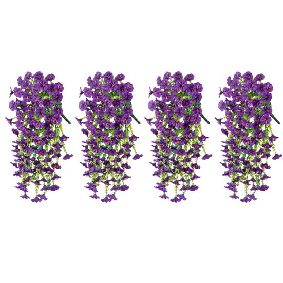 

4 шт. подвесные искусственные цветы Morning Glories с защитой от ультрафиолета, искусственные цветы для любой погоды фиолетовый