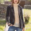 Damemote Langermet gullfløyel Solid Casual Løs Cardigan Coat