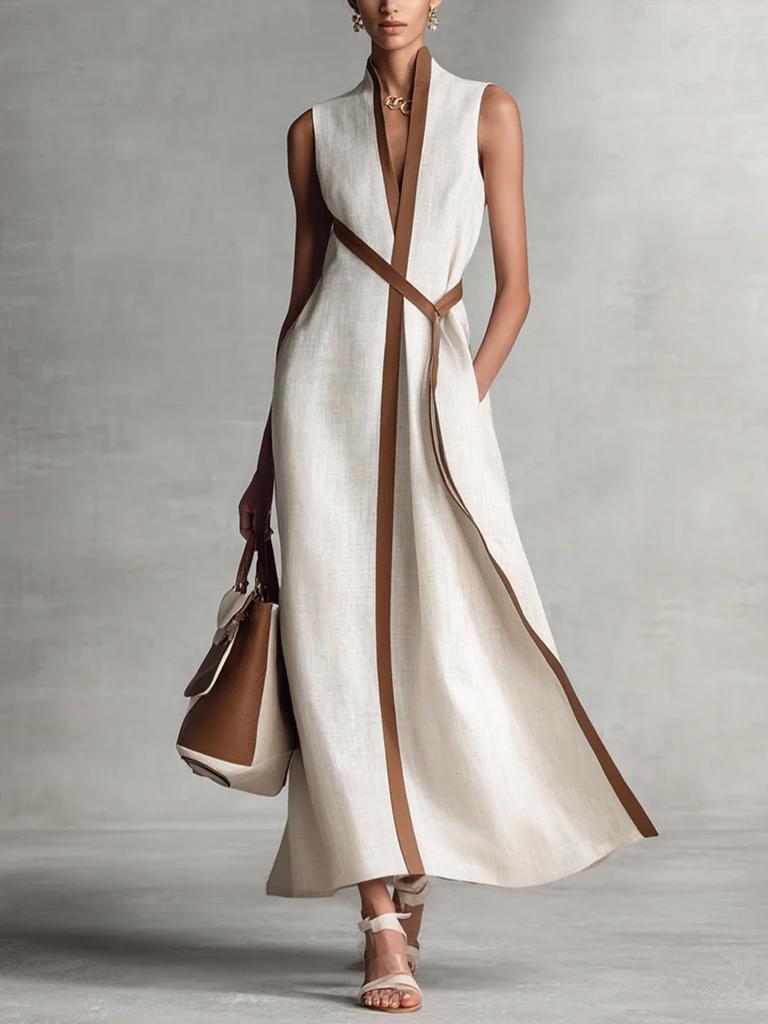 Fashion New Style Multicolor Sleeveless Waist Dress