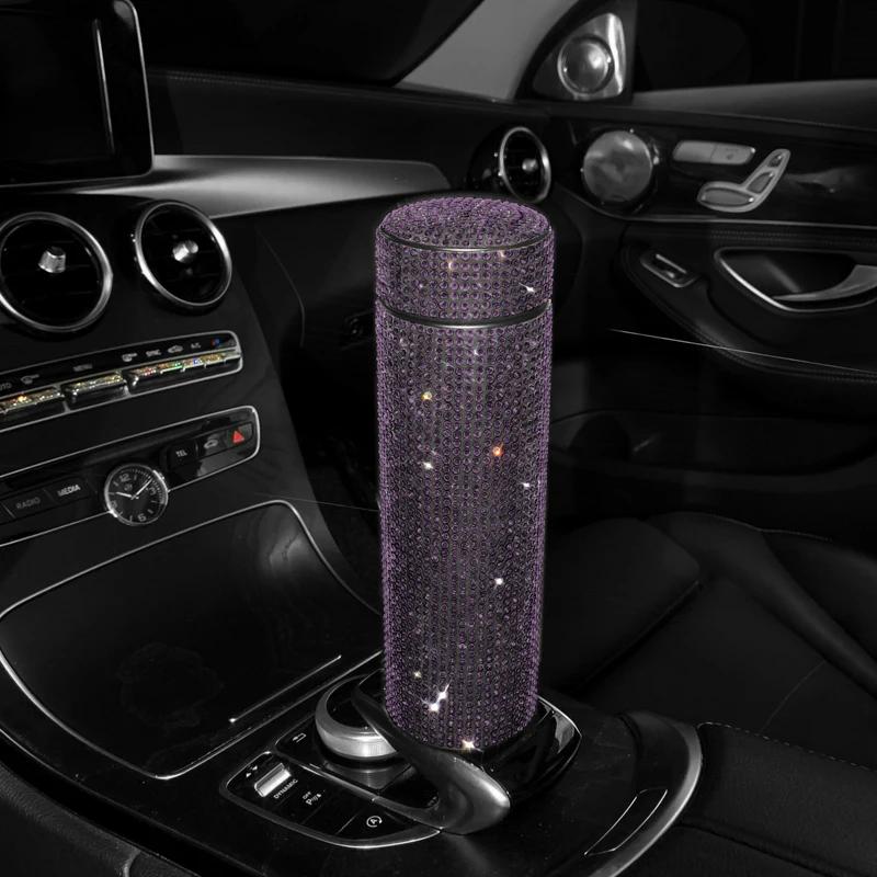 500ml Auto Izolovaná Láhev na Vodu 304 Nerezová Ocel Diamantová Tepelná Konzervace Držák na Vodu Bling Auto Příslušenství pro Ženy