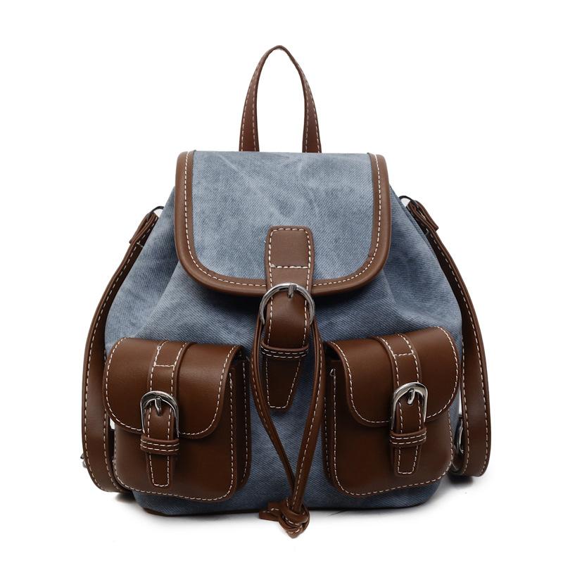New autumn and winter casual contrasting color large-capacity backpack women's niche retro commuter versatile backpack