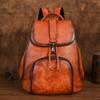 Retro Genuine Leather Women Backpack Travel Bag Leisure Large Capacity Cowhide Solid Color Backbag