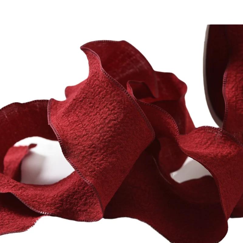 1PC 10 Yards Fishtail Yarn Ribbons 2.5cm Wave Edge Pleated Gifts Packaging Material Gift Wrapping Bouquets Chiffon Ribbon