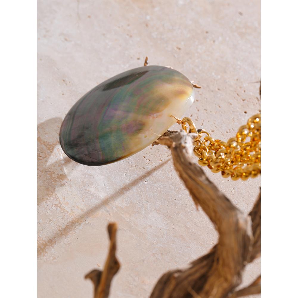 Eetit Summer Big Shell Pendant Necklace Ocean Series Statement Stainless Steel Chain Popular Attractive Jewelry Recommend
