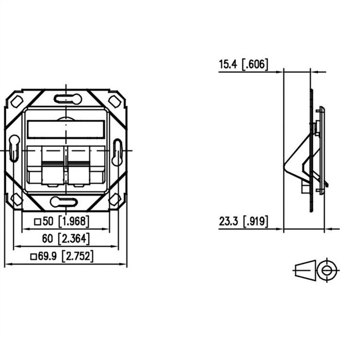 Metz connect prise réseau encastré insert avec plaque centrale 2 ports blanc pur (ral 9010)