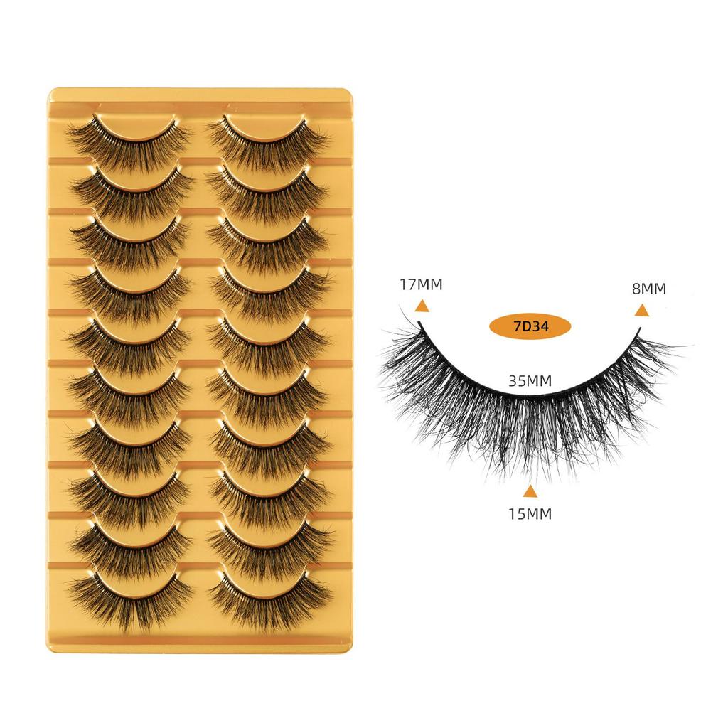 Five-Pair Set of Thick, Curly, 3D Fox-Eye Cat-Eye False Eyelashes