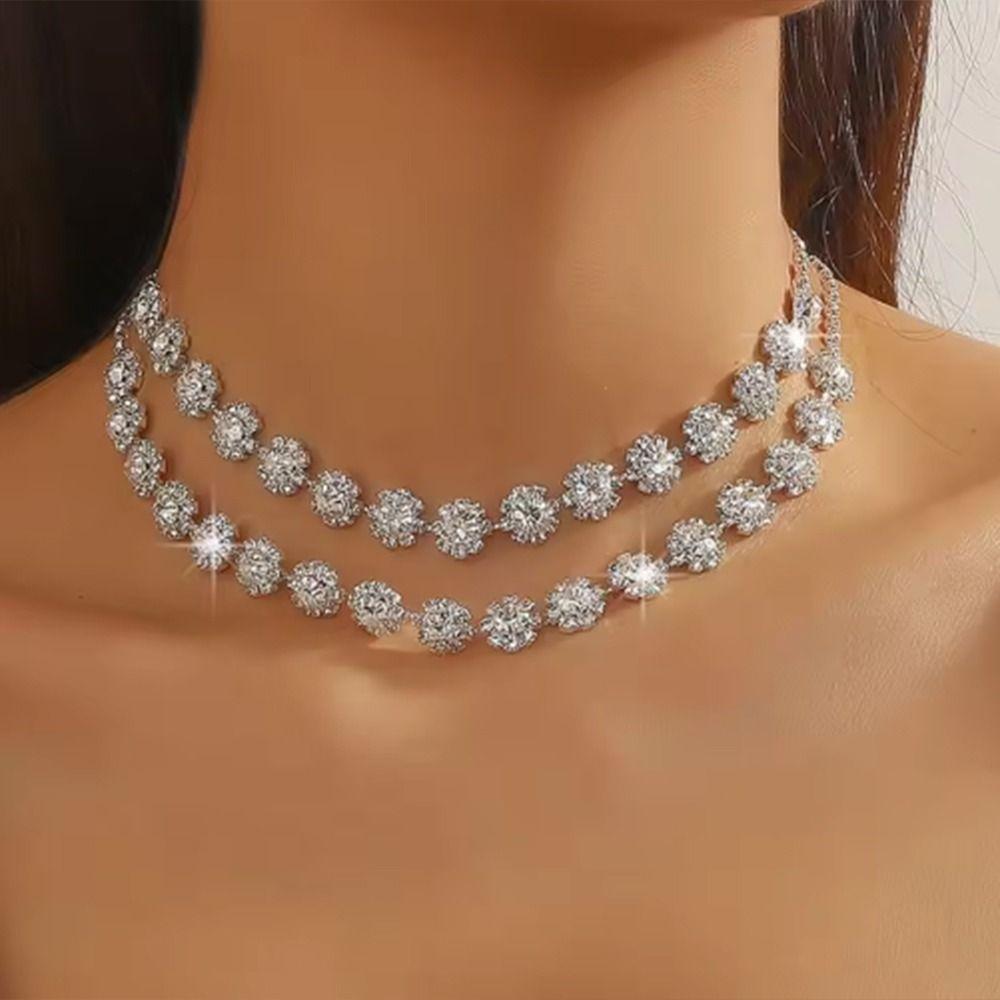 Fashion Shining Jewelry Set Exquisite Clavicle Chain Elegant Bracelet Girls